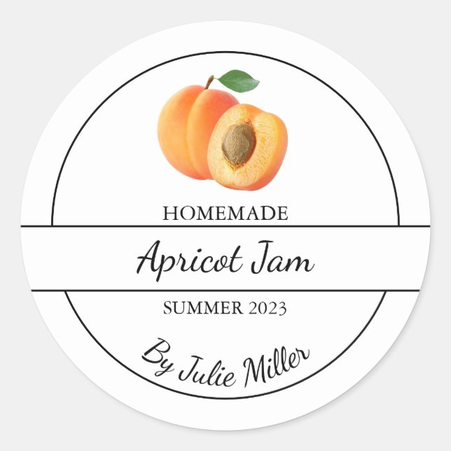 Simple Homemade Apricot Jam Label (Front)