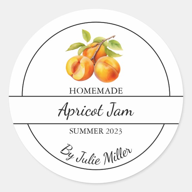 Simple Homemade Apricot Jam Label (Front)