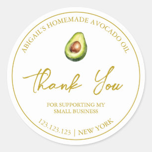 Simple Homemade Avocado Oil Thank You Label