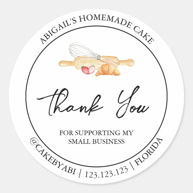 Simple Homemade Baking Thank You Label (Front)