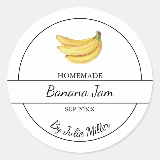 Simple Homemade Banana Jam Label (Front)