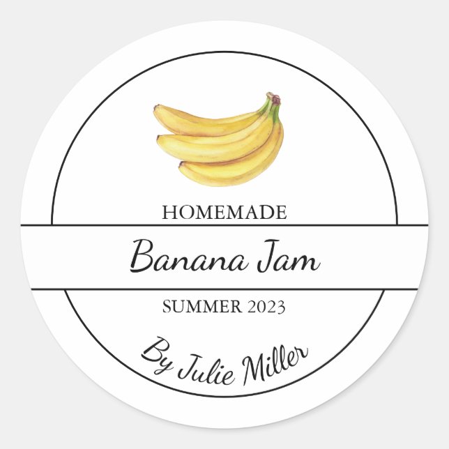 Simple Homemade Banana Jam Label (Front)