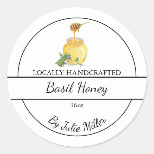 Simple Homemade Basil infused Honey Label