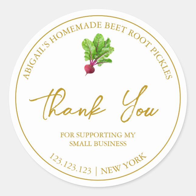 Simple Homemade Beet Root Pickle Thank You Label (Front)