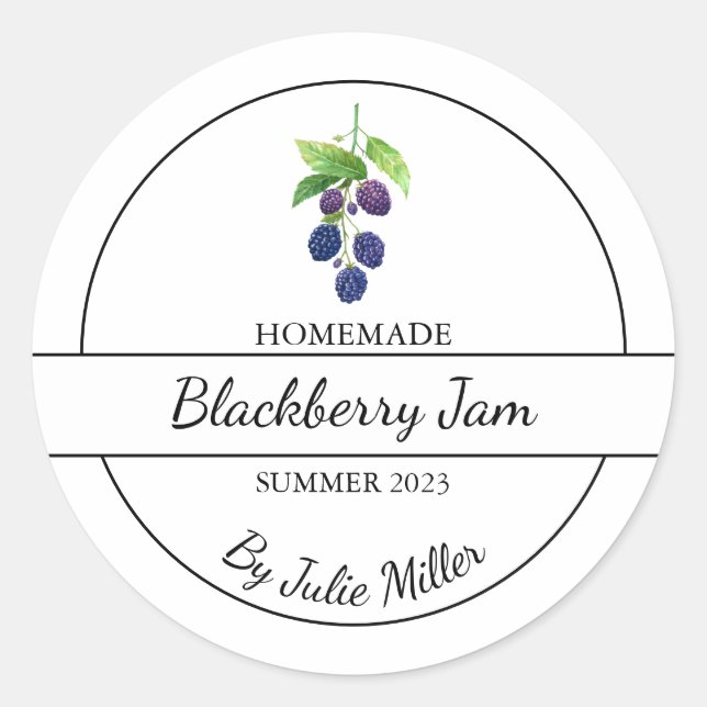 Simple Homemade Blackberry Jam Label (Front)