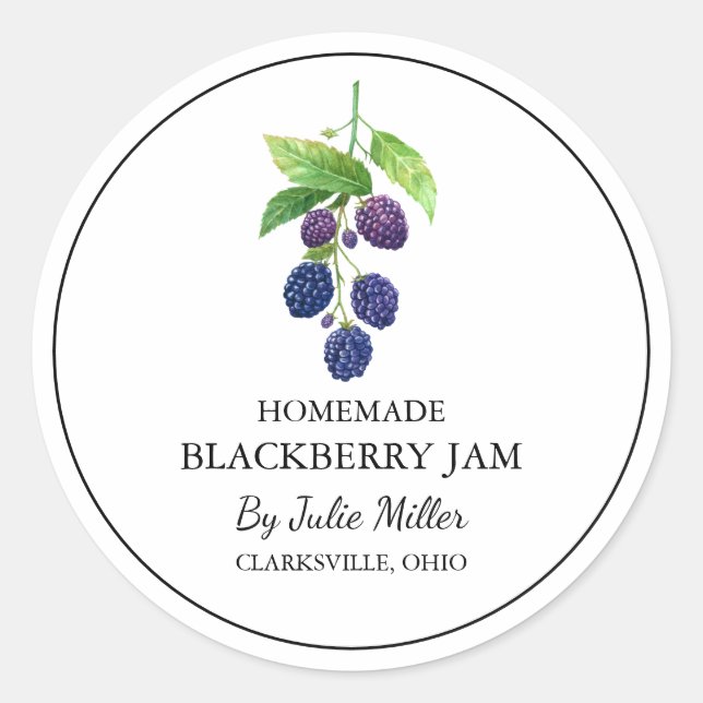 Simple Homemade Blackberry Jam  Label (Front)