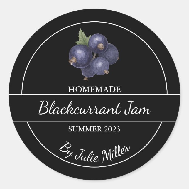 Simple Homemade Blackcurrant Jam Label (Front)