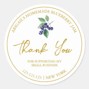 Simple Homemade Blueberry Jam Thank You Label