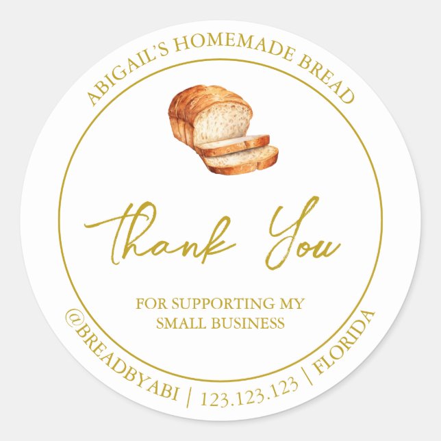 Simple Homemade Bread Thank You Label (Front)