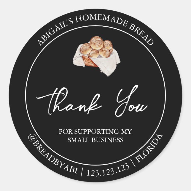 Simple Homemade Bread Thank You Label (Front)