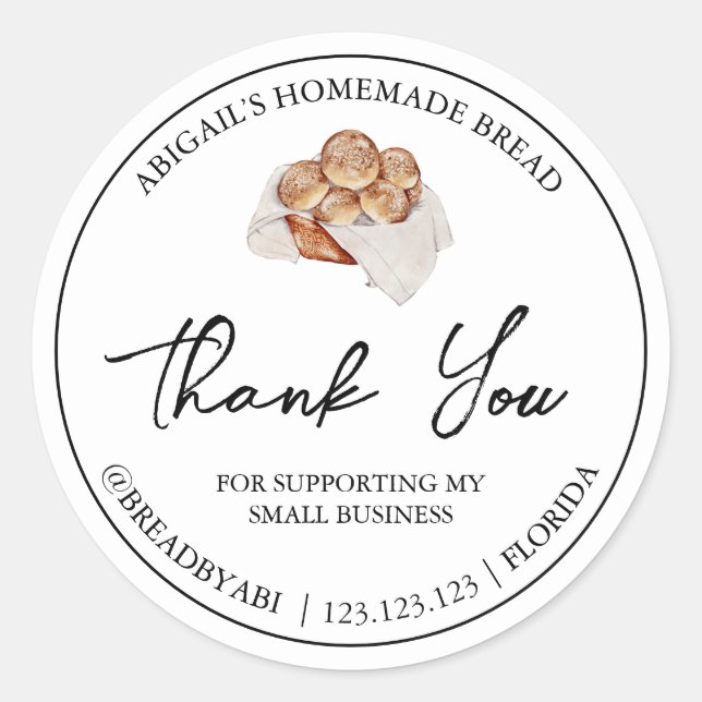 Simple Homemade Bread Thank You Label (Front)