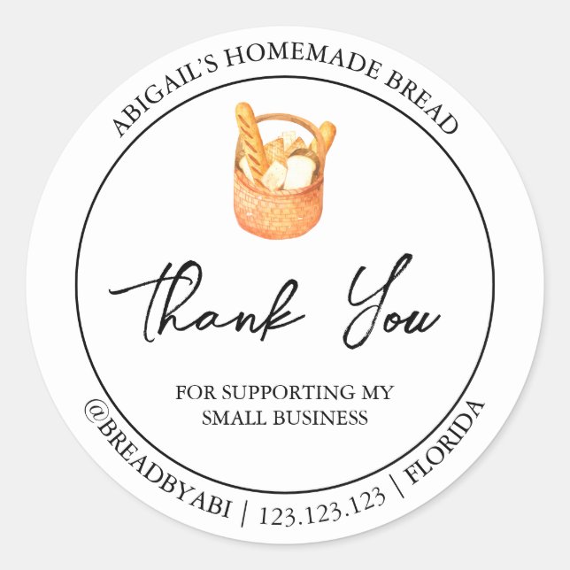 Simple Homemade Bread Thank You Label (Front)