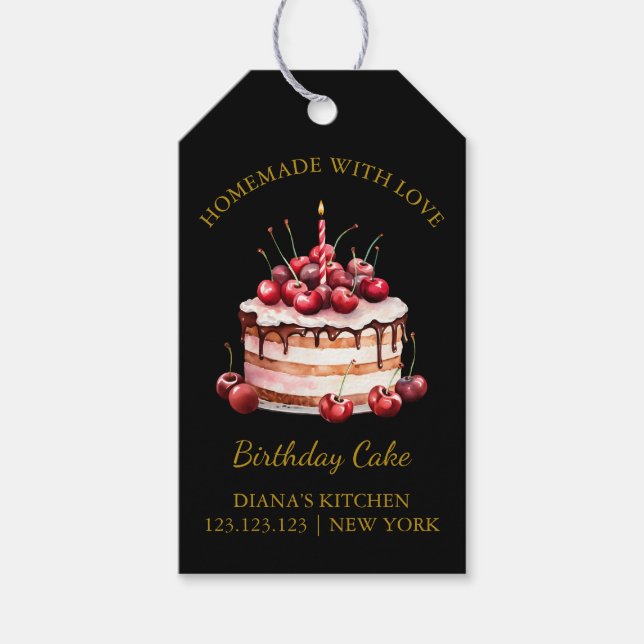 Simple Homemade Cake Hang Tag l Black (Front)
