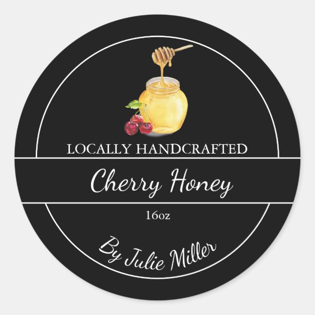 Simple Homemade Cherry infused Honey Label (Front)
