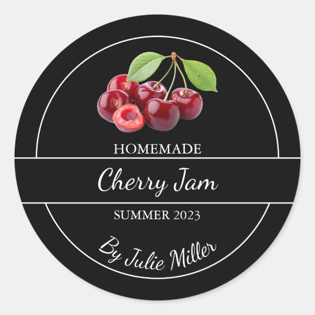 Simple Homemade Cherry Jam Label (Front)