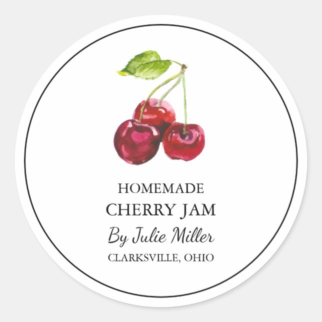 Simple Homemade Cherry Jam Label (Front)