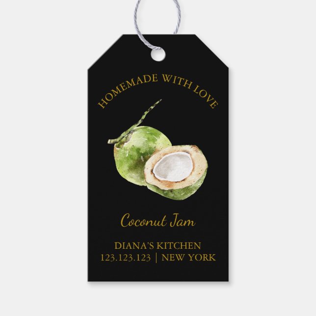 Simple Homemade Coconut Jam Hang Tag l Black (Front)