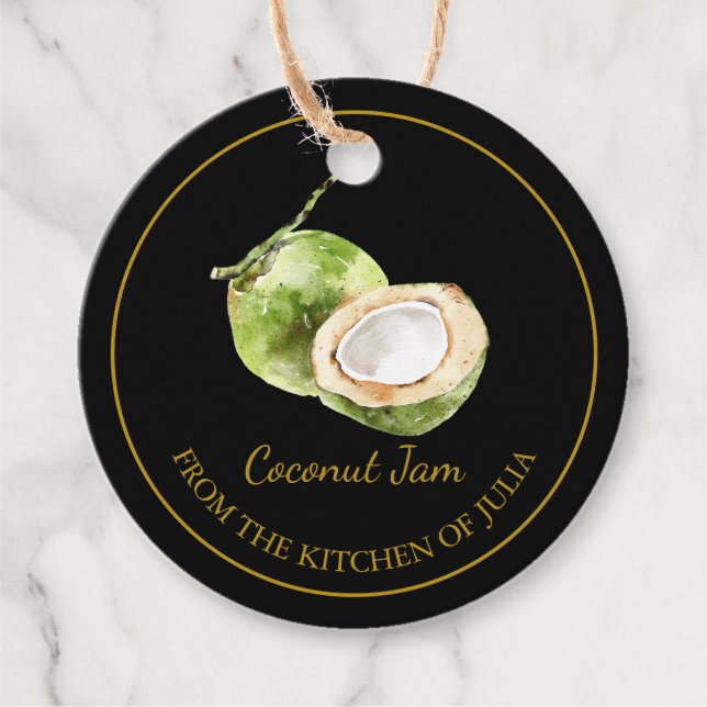 Simple Homemade Coconut Jam Hang Tag l Black (Front)