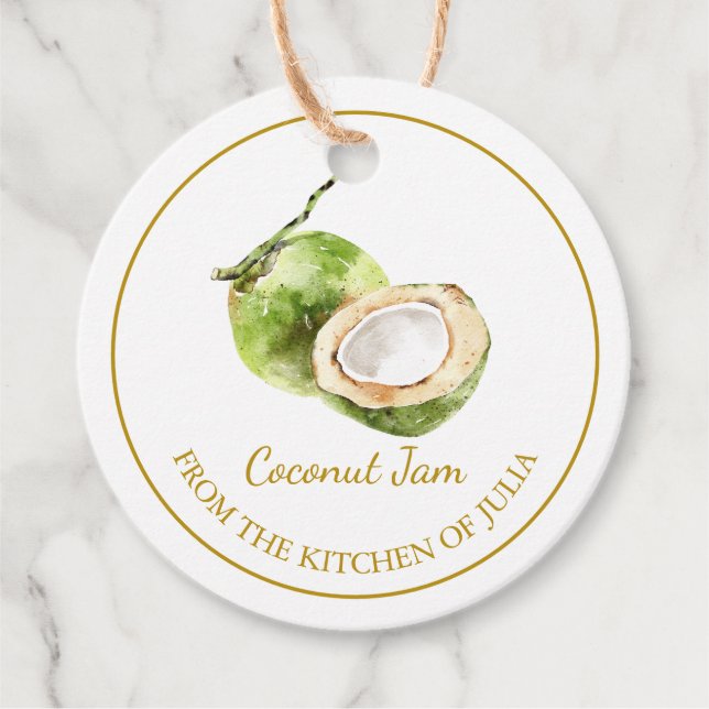 Simple Homemade Coconut Jam Hang Tag l White (Front)