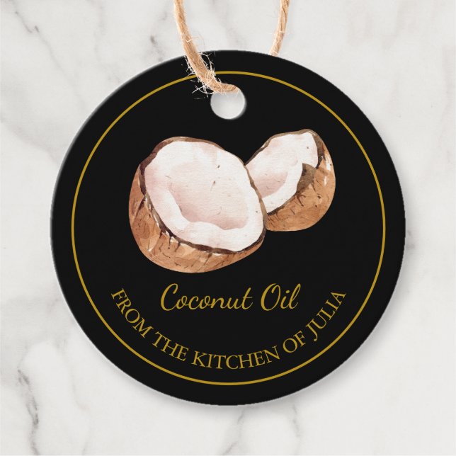 Simple Homemade Coconut Oil Hang Tag l Black (Front)