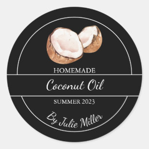 Simple Homemade Coconut Oil Label   Black