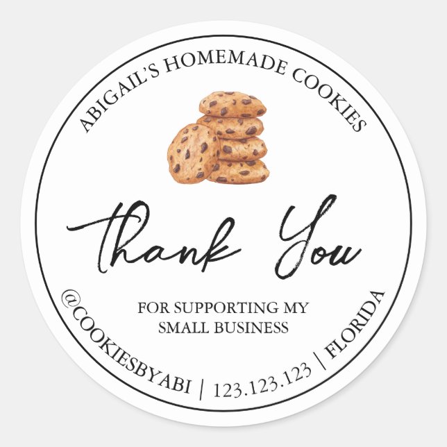 Simple Homemade Cookies Thank You Label (Front)