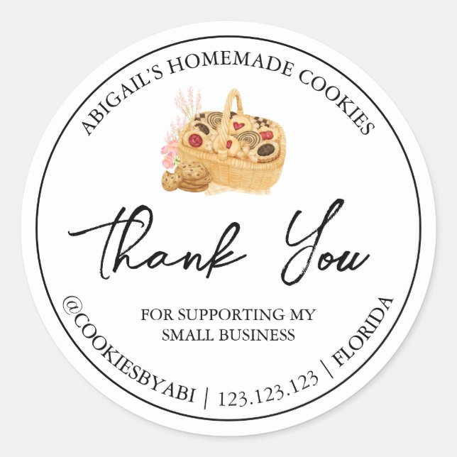 Simple Homemade Cookies Thank You Label (Front)