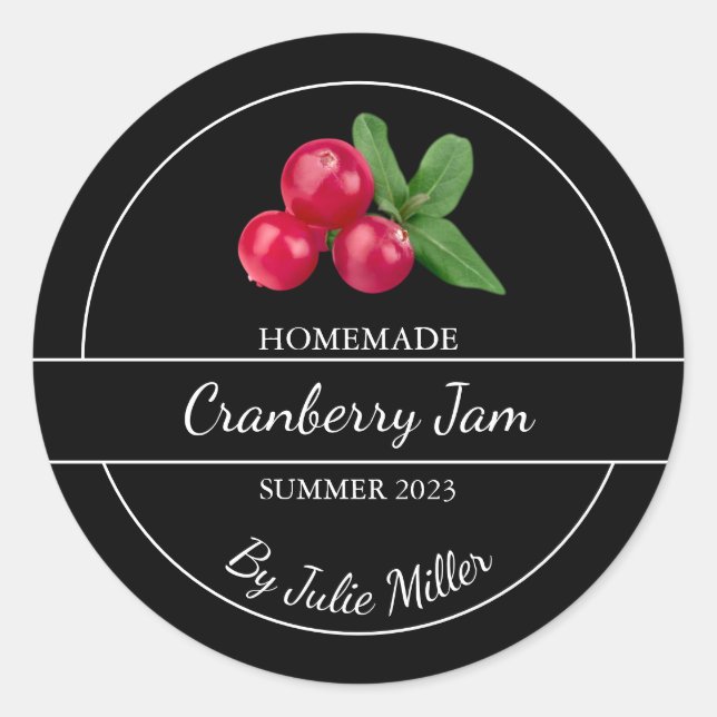 Simple Homemade Cranberry Jam Label (Front)