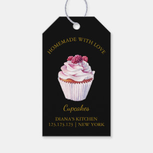 Simple Homemade Cupcake Dessert Hang Tag   Black