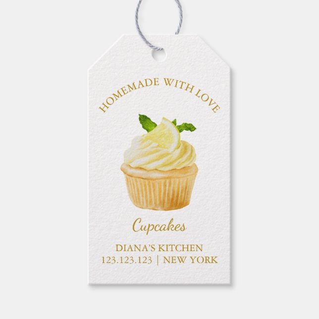 Simple Homemade Cupcake Dessert Hang Tag | White (Front)