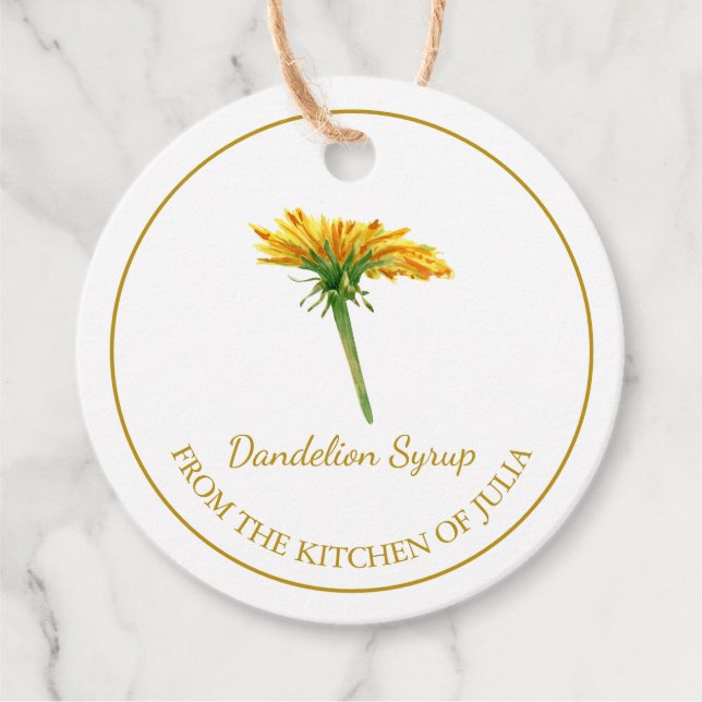 Simple Homemade Dandelion Syrup Hang Tag l White (Front)
