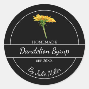 Simple Homemade Dandelion Syrup Label   Black