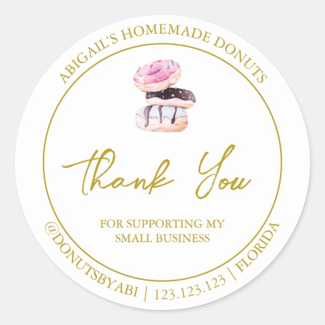 Simple Homemade Doughnut Thank You Label (Front)