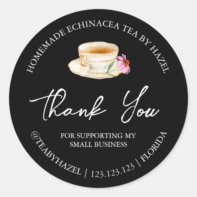 Simple Homemade Echinacea Tea Thank You Label (Front)