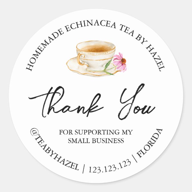 Simple Homemade Echinacea Tea Thank You Label (Front)