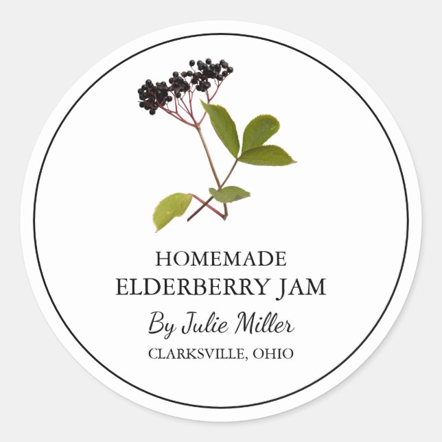 Simple Homemade Elderberry Jam Label (Front)