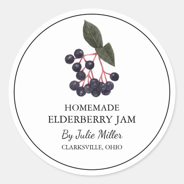 Simple Homemade Elderberry Jam Label (Front)