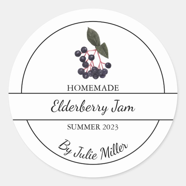 Simple Homemade Elderberry Jam Label (Front)