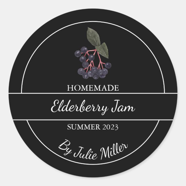 Simple Homemade Elderberry Jam Label (Front)