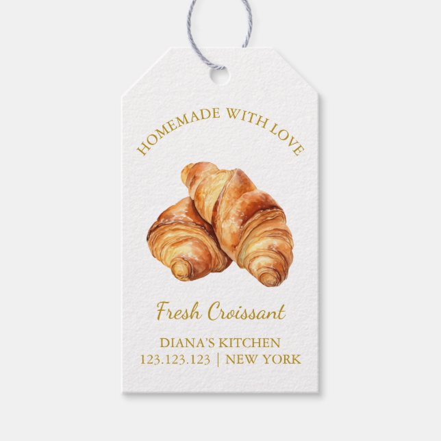 Simple Homemade Fresh Croissant Hang Tag | White (Front)