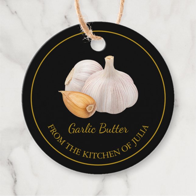 Simple Homemade Garlic Butter Hang Tag l Black (Front)