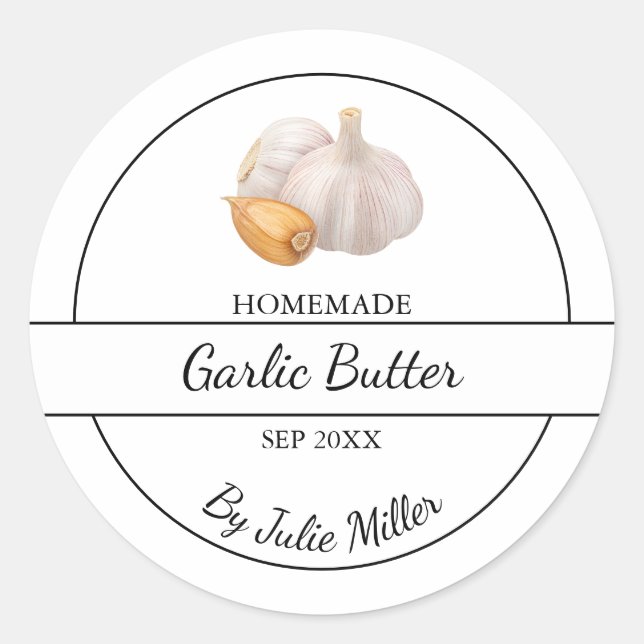 Simple Homemade Garlic Butter Label (Front)