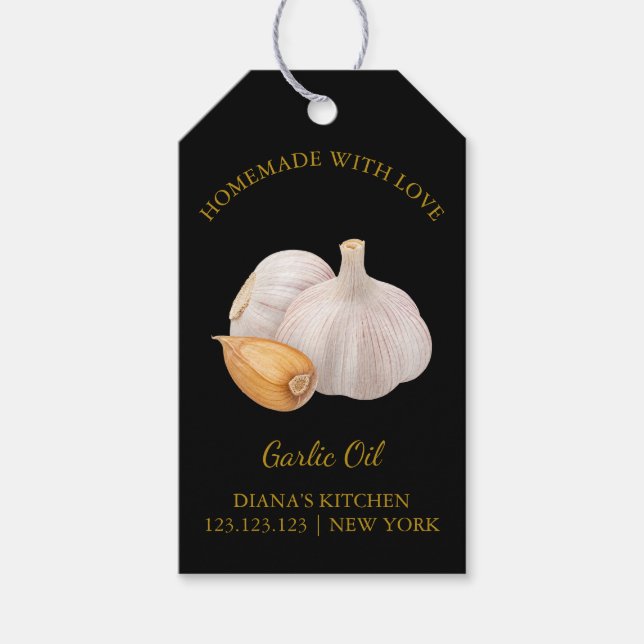 Simple Homemade Garlic Oil Hang Tag l Black (Front)