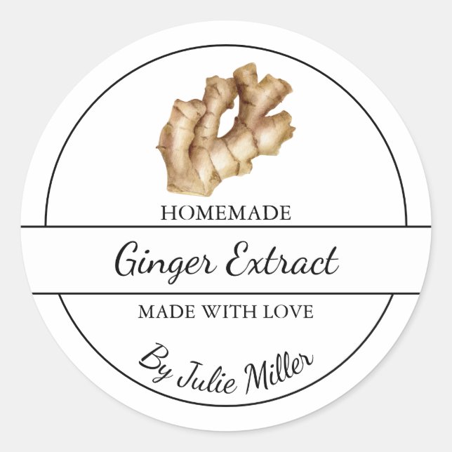 Simple Homemade Ginger Extract Label (Front)