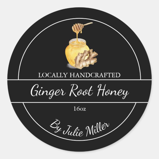 Simple Homemade Ginger infused Honey Label (Front)