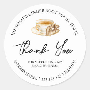 Simple Homemade Ginger Root Tea Thank You Label