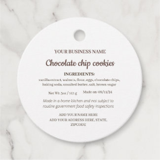 Simple Homemade Goods Ingredient Label
