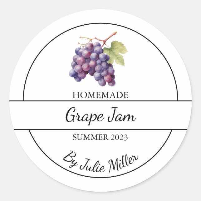 Simple Homemade Grape Jam Label (Front)