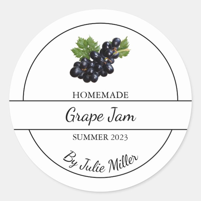 Simple Homemade Grape Jam Label (Front)