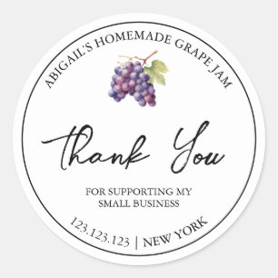 Simple Homemade Grape Jam Thank You Label